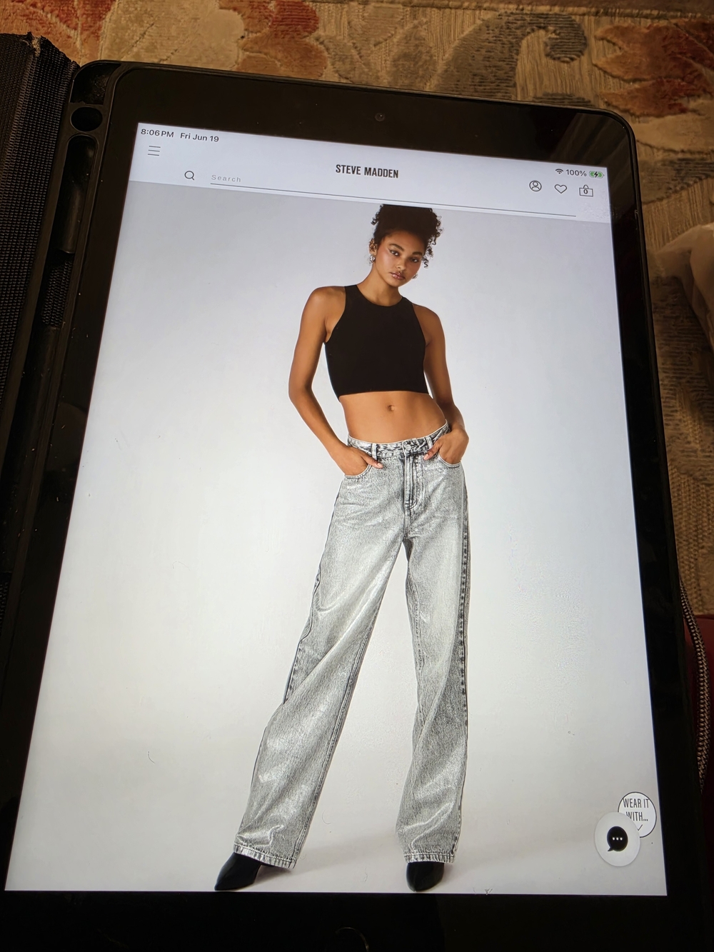 Steve Madden Women's Wide Leg Jeans in Light Gray Wash